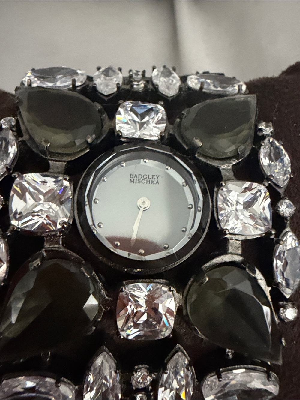 Badgley Mischka Black and Clear Crystal Cuff Watch - Picture 5 of 5